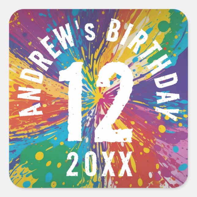 Pegatina Cuadrada Celebración del cumpleaños de Guay Rainbow Blast P (Anverso)