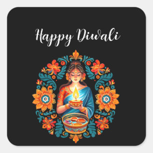 Pegatina Cuadrada Celebración del Diwali