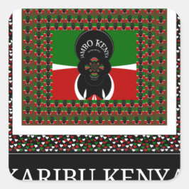 Pegatina Cuadrada Celebración keniana: Una sincera bienvenida kenian