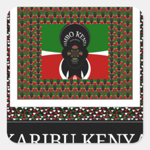 Pegatina Cuadrada Celebración keniana: Una sincera bienvenida kenian