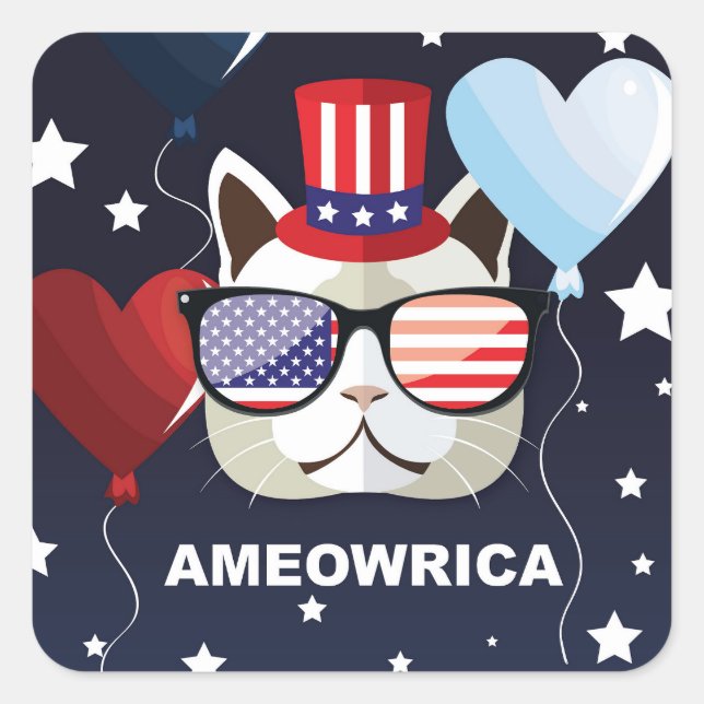 Pegatina Cuadrada Celebración patriótica (Anverso)