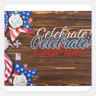 Pegatina Cuadrada Celebración patriótica
