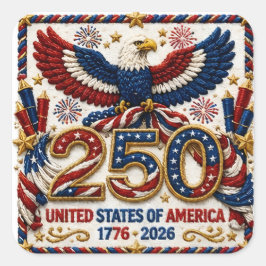 Pegatina Cuadrada Celebración patriótica 250 aniversario 1776 -2026 