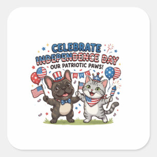 Pegatina Cuadrada Celebración Patriótica Patas 4 de Julio