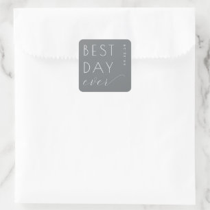 Pegatina Cuadrada Celebración Tipográfica Gris Elegante