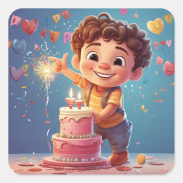 Pegatina Cuadrada Celebraciones alegres: Sentidos saludos de cumplea