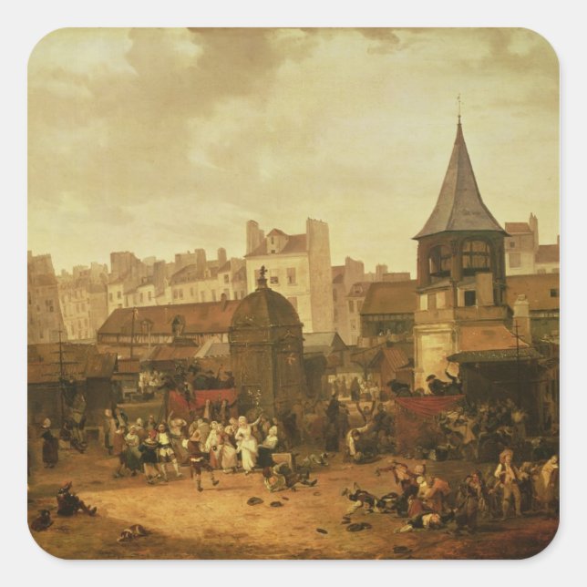 Pegatina Cuadrada Celebrando Les Halles (Anverso)