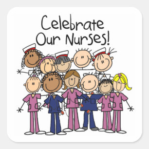 Pegatina Cuadrada Celebrar a nuestras enfermeras