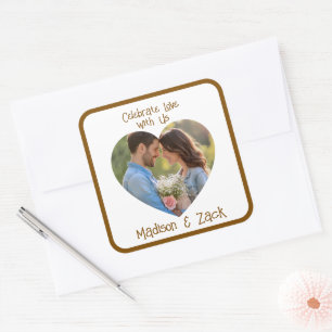 Pegatina Cuadrada Celebrar Amor PROPIA FOTO Nombre
