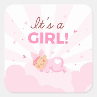 Pegatina Cuadrada Celebrar que sea un Chica