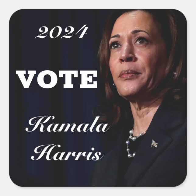 PEGATINA CUADRADA CELEBRAR Y VOTAR POR KAMALA HARRIS (Anverso)