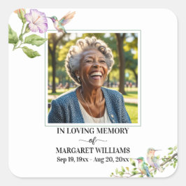 Pegatina Cuadrada Celebration Of Life Hummingbirds Floral 