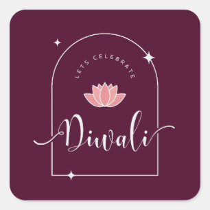Pegatina Cuadrada Celebremos el elegante Diwali