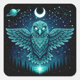 Pegatina Cuadrada Celestial Eagle – Stellar Freedom Wildlife Galaxy 