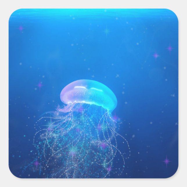 Pegatina Cuadrada Celestial Jellyfish (Anverso)