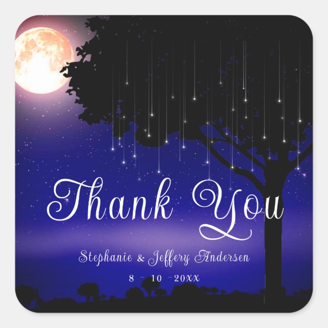 Pegatina Cuadrada Celestial Starry Night String Light Gracias (Anverso)