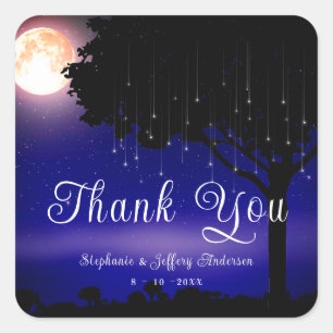 Pegatina Cuadrada Celestial Starry Night String Light Gracias