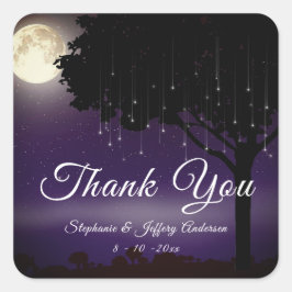 Pegatina Cuadrada Celestial Starry Night String Light Gracias