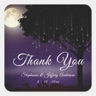 Pegatina Cuadrada Celestial Starry Night String Light Gracias