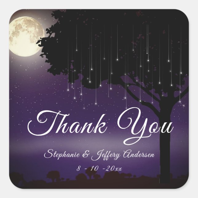 Pegatina Cuadrada Celestial Starry Night String Light Gracias (Anverso)