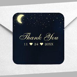 Pegatina Cuadrada Celestiales Moon Stars Midnight Blue Gracias