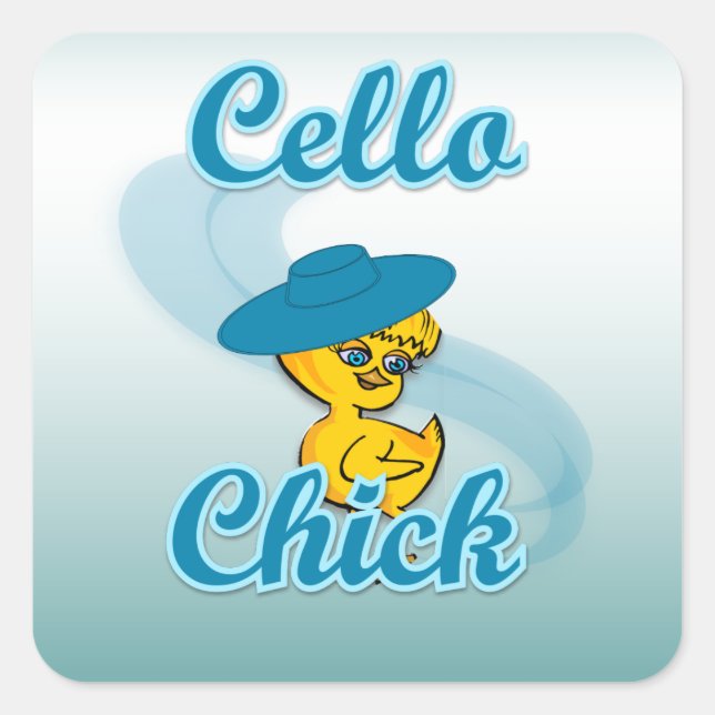 Pegatina Cuadrada Cello Chick #3 (Anverso)