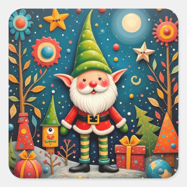 Pegatina Cuadrada Celo feliz de las vacaciones (Anverso)