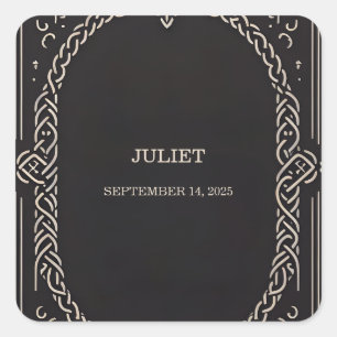 Pegatina Cuadrada Celta Nórdico Diversión Fiesta Medieval Boda Despe