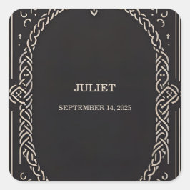 Pegatina Cuadrada Celta Nórdico Diversión Fiesta Medieval de Despedi