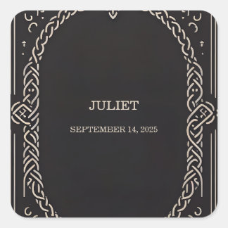 Pegatina Cuadrada Celta Nórdico Diversión Medieval Despedida de Solt