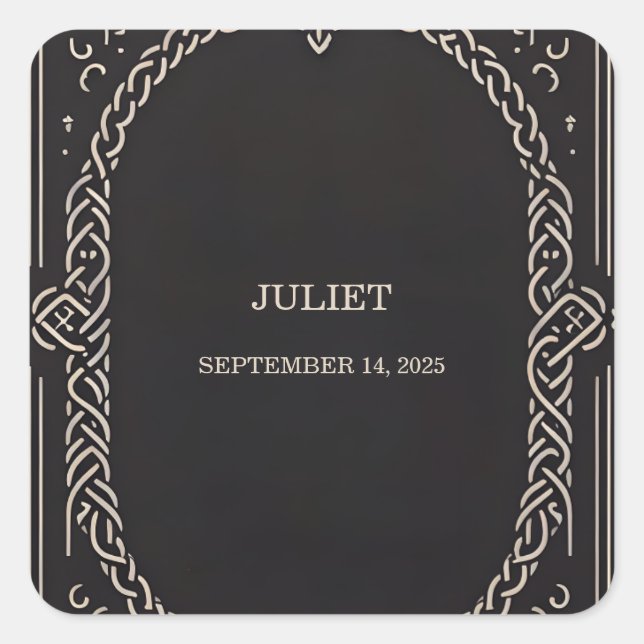 Pegatina Cuadrada Celta Nórdico Diversión Medieval Despedida de Solt (Anverso)