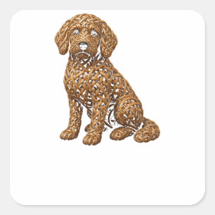 Pegatina Cuadrada Celtic Knot Goldendoodle Tejido