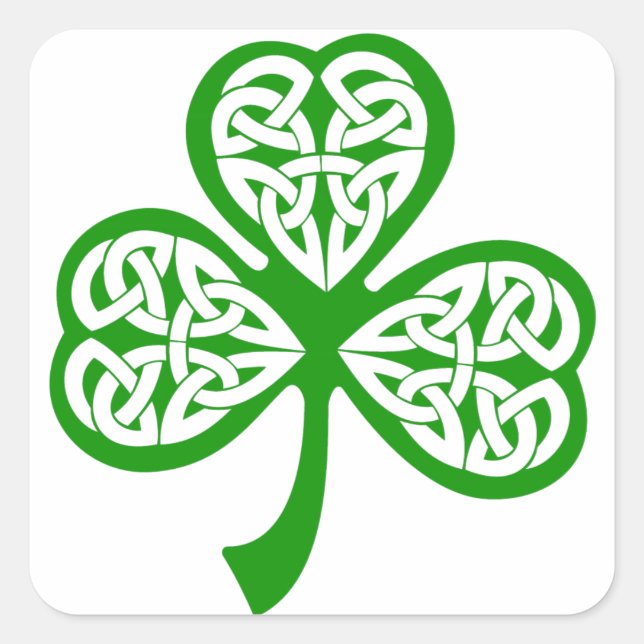 Pegatina Cuadrada Celtic Knot Shamrock (Anverso)