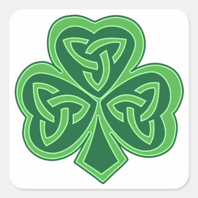 Pegatina Cuadrada Celtic Knot Shamrock (Anverso)