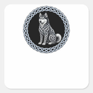Pegatina Cuadrada Celtic Knot Siberian Husky