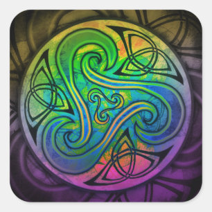 Pegatina Cuadrada Celtic Triskele bordadora