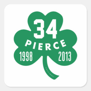 Pegatina Cuadrada Celtics - Pierce 34 Retirado Número Clover (Verde)