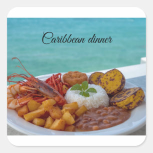 Pegatina Cuadrada cena caribeña