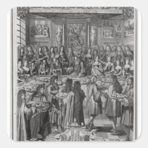 Pegatina Cuadrada Cena de Luis XIV en el Hotel de ville