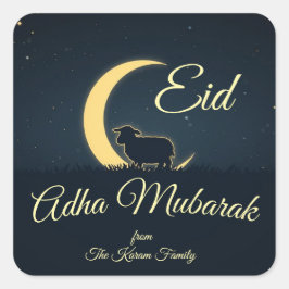 Pegatina Cuadrada Cena de oveja azul oscuro de Eid Al Adha