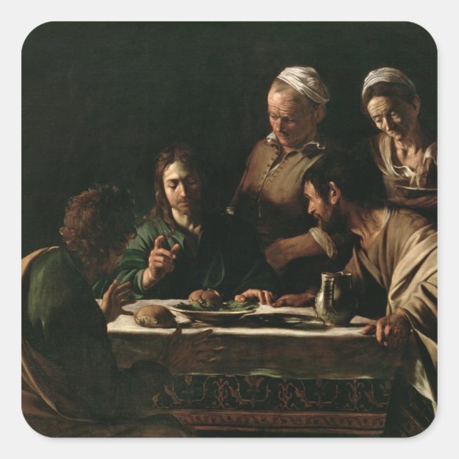 Pegatina Cuadrada Cena en Emmaus, 1606 (Anverso)