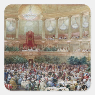 Pegatina Cuadrada Cena en la Salle des Spectacles