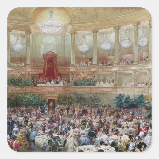 Pegatina Cuadrada Cena en la Salle des Spectacles (Anverso)
