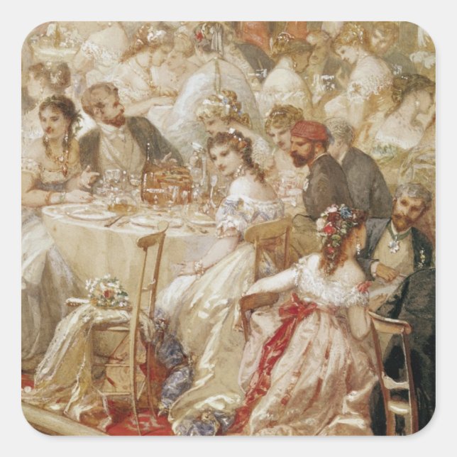 Pegatina Cuadrada Cena en las Tullerías, 1867 (Anverso)