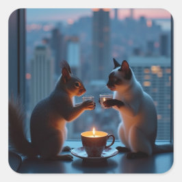 Pegatina Cuadrada Cena romántica