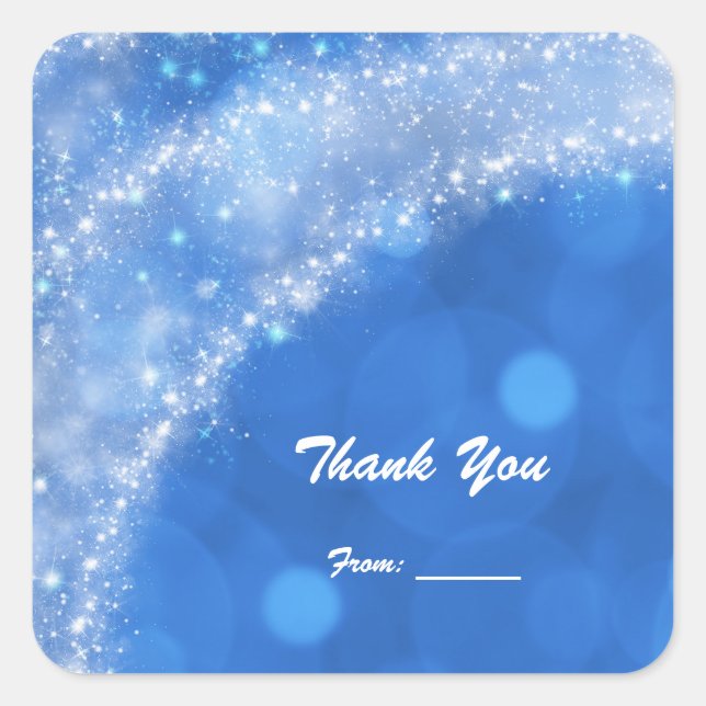 Pegatina Cuadrada Cenicienta de espuma azul y blanca cualquier Fiest (Anverso)