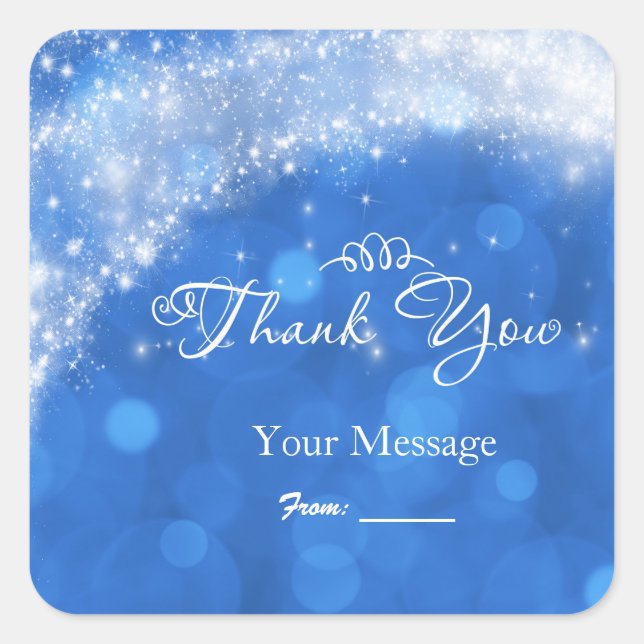 Pegatina Cuadrada Cenicienta de espuma azul y blanca cualquier Fiest (Anverso)