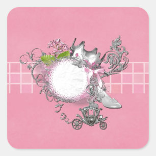 Pegatina Cuadrada Cenicienta Vidrio Portaequipajes Añadir TEXTO