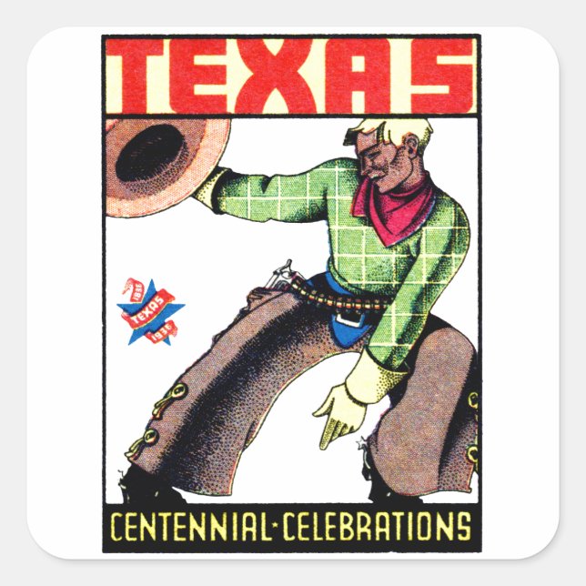 Pegatina Cuadrada Centenario de Texas de 1936 (Anverso)