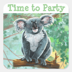 Pegatina Cuadrada Centro de Fiesta del oso de Koala